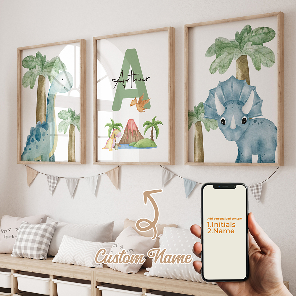 Interior Design Living Room - 3pcs Personalized Custom Name Cartoon Child