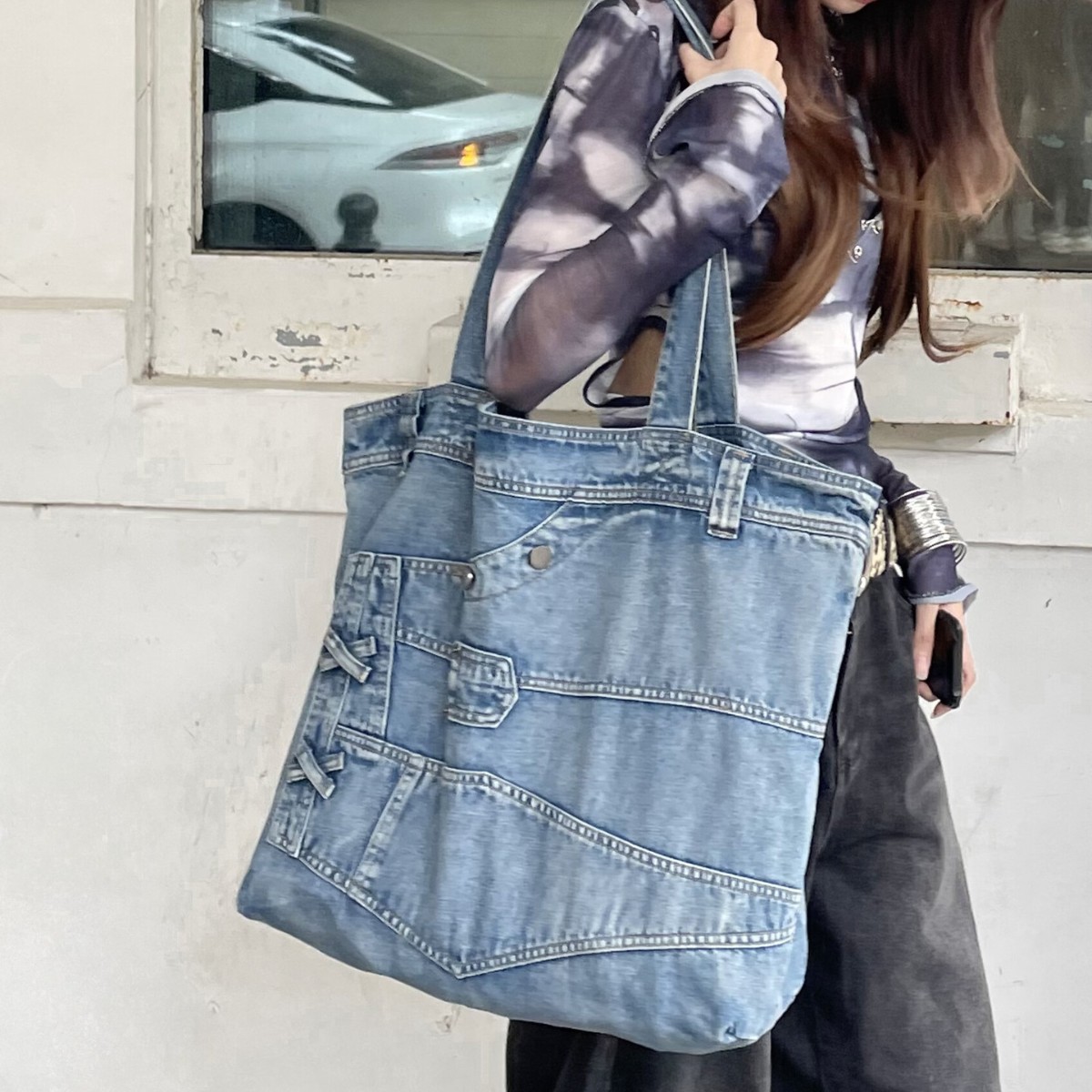 Interior Design School - Washed Denim Women handbag Cowboy Shoulder