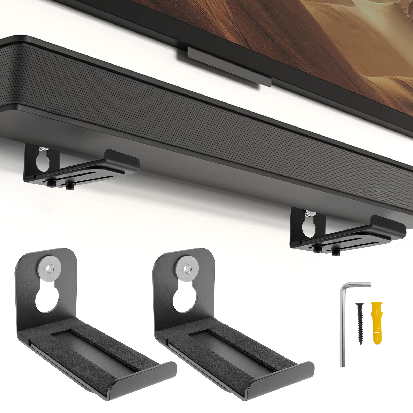 Interior Design Living Room - 2Pcs Soundbar Speaker Stands Wall Mount