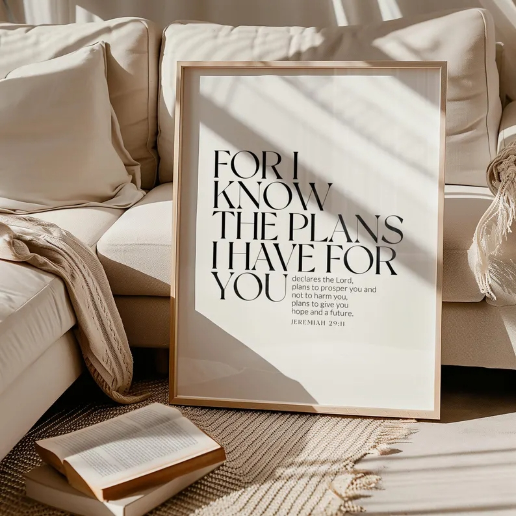 Interior Design Living Room - Bible Jeremiah 29:11Christian Wall Art Print