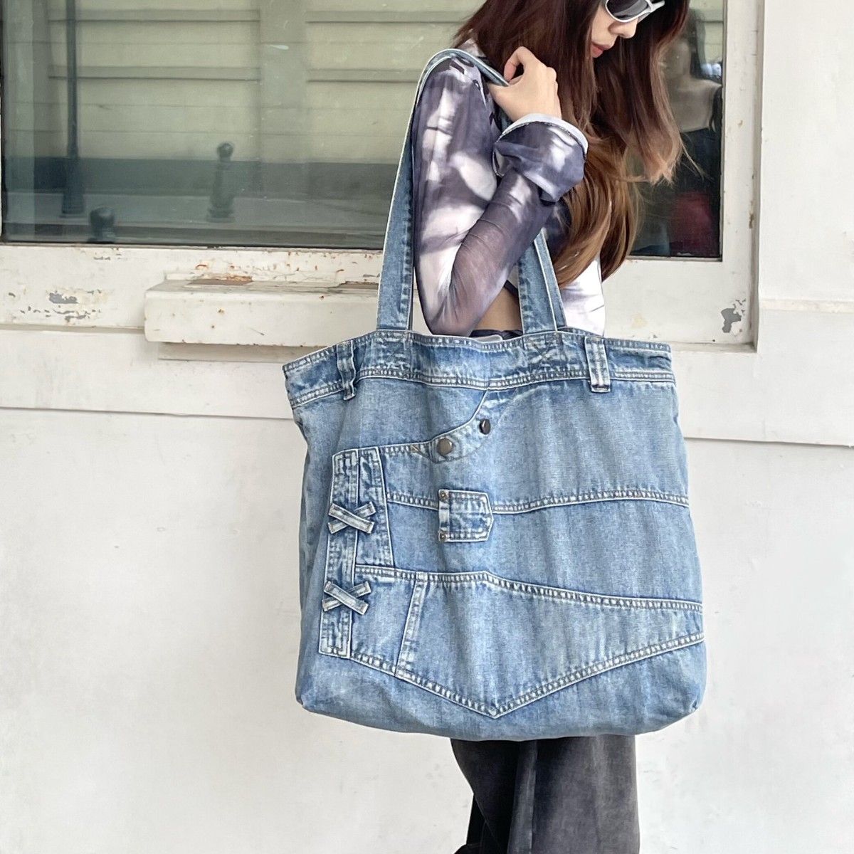 Washed Denim Women handbag Cow - đánh giá và giá Interior Design School