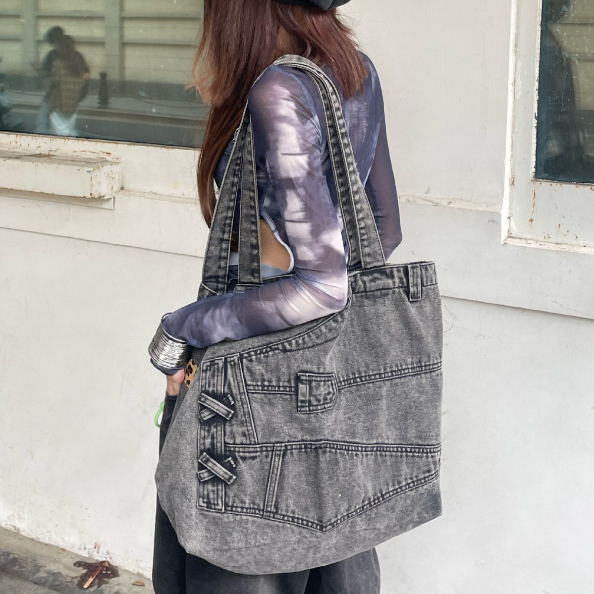 Washed Denim Women handbag Cow - đánh giá và giá Interior Design School